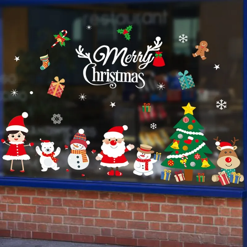 DIY Merry Christmas Wall Stickers Window Glass Stickers Christmas Decorations For Home Christmas Ornaments Xmas New Year 2021
