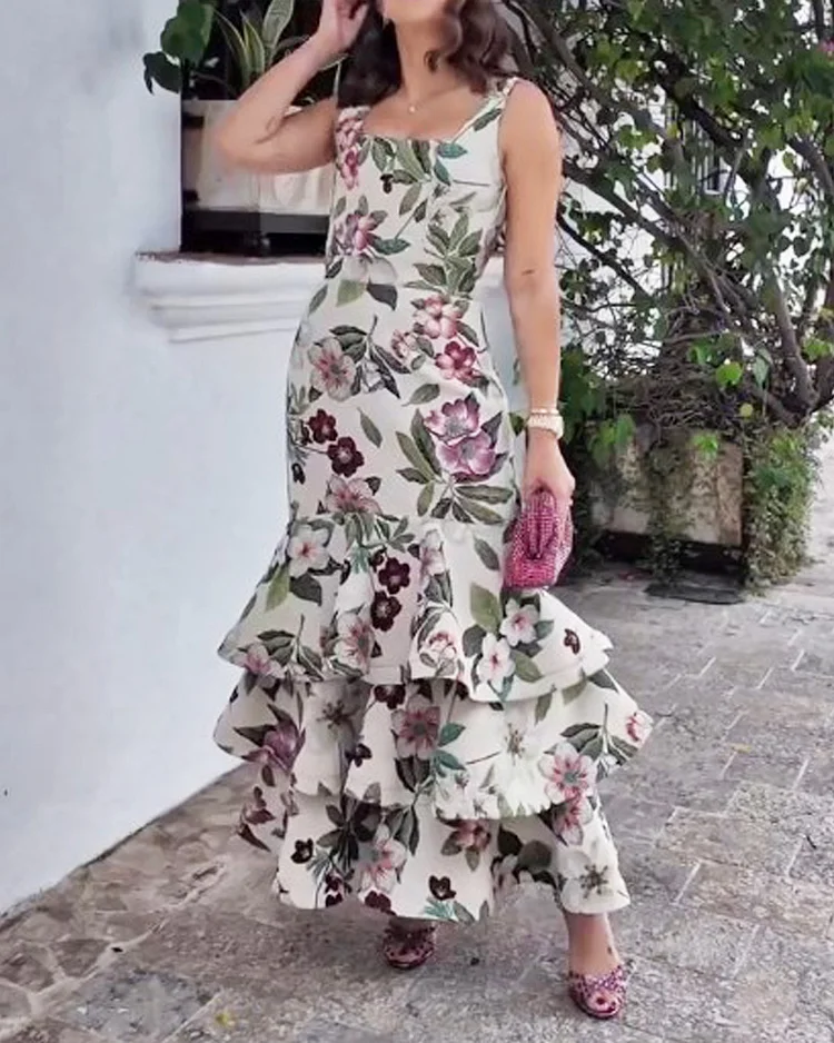 Sleeveless printed dress