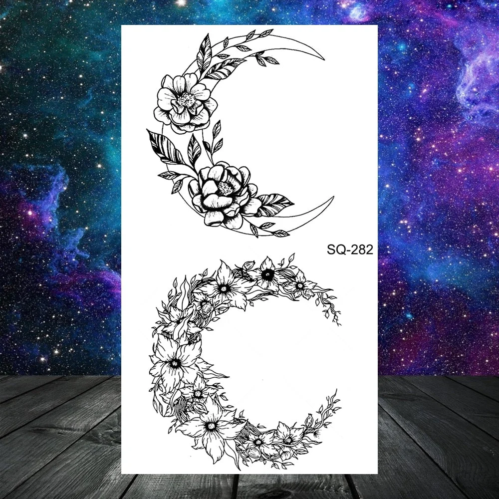Black Whale Universe Planet Temporary Tattoos For Women Adult Men Constellation Outer Space Moon Fake Tattoo Small Tatoo Paper