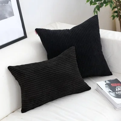 Soft Velvet Cushion Cover Solid Pillow Case Corduroy Flocking Stripe Yellow Gray PinHome Decorative Pillow Cover 45x45cm 30x50cm