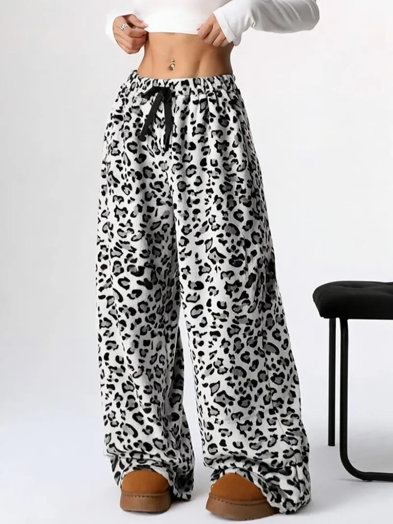 Winter New Vintage Plaid Elastic Straight Loose Thick Warm Casual Pants, Comfortable and Stylish for Cold Weather Wear