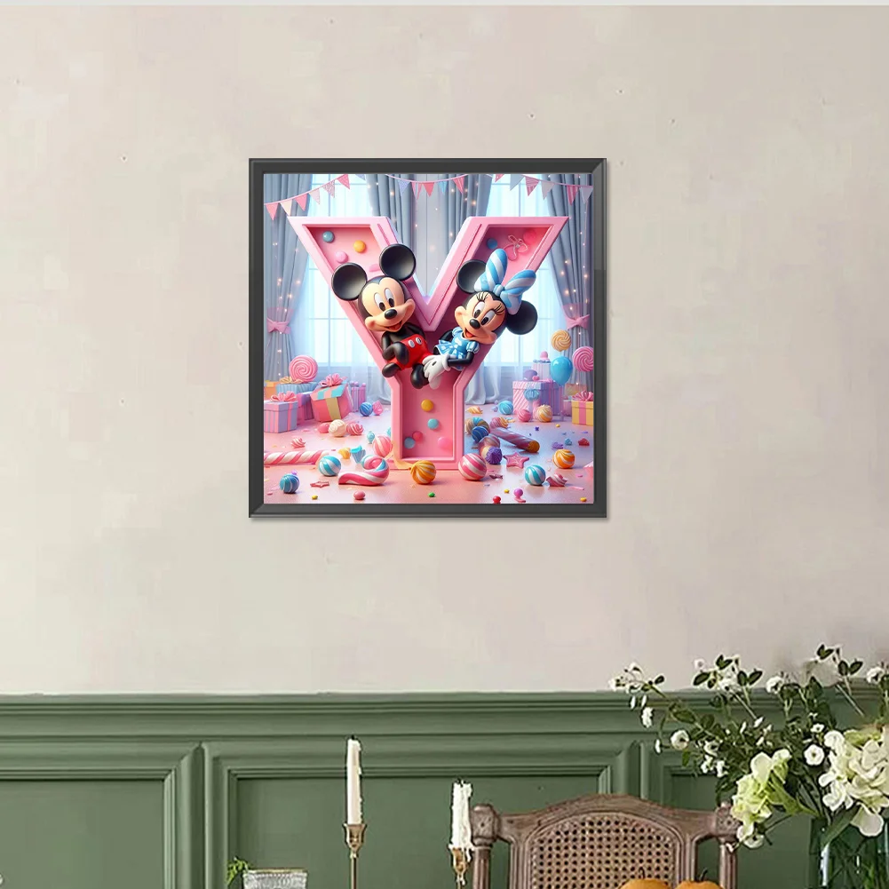Full Round Diamond Painting 40*40cm - Mickey Minnie Alphabet