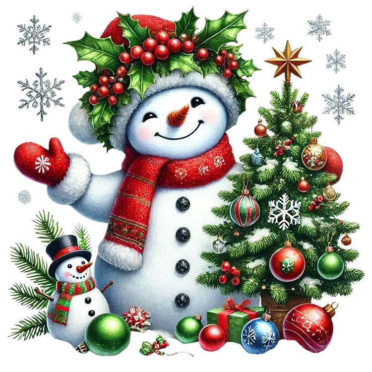 Christmas Snowman 40*40CM (Canvas) Full Round Drill Diamond Painting gbfke