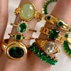 Green Zircon Necklace Bracelet Golden Rings
