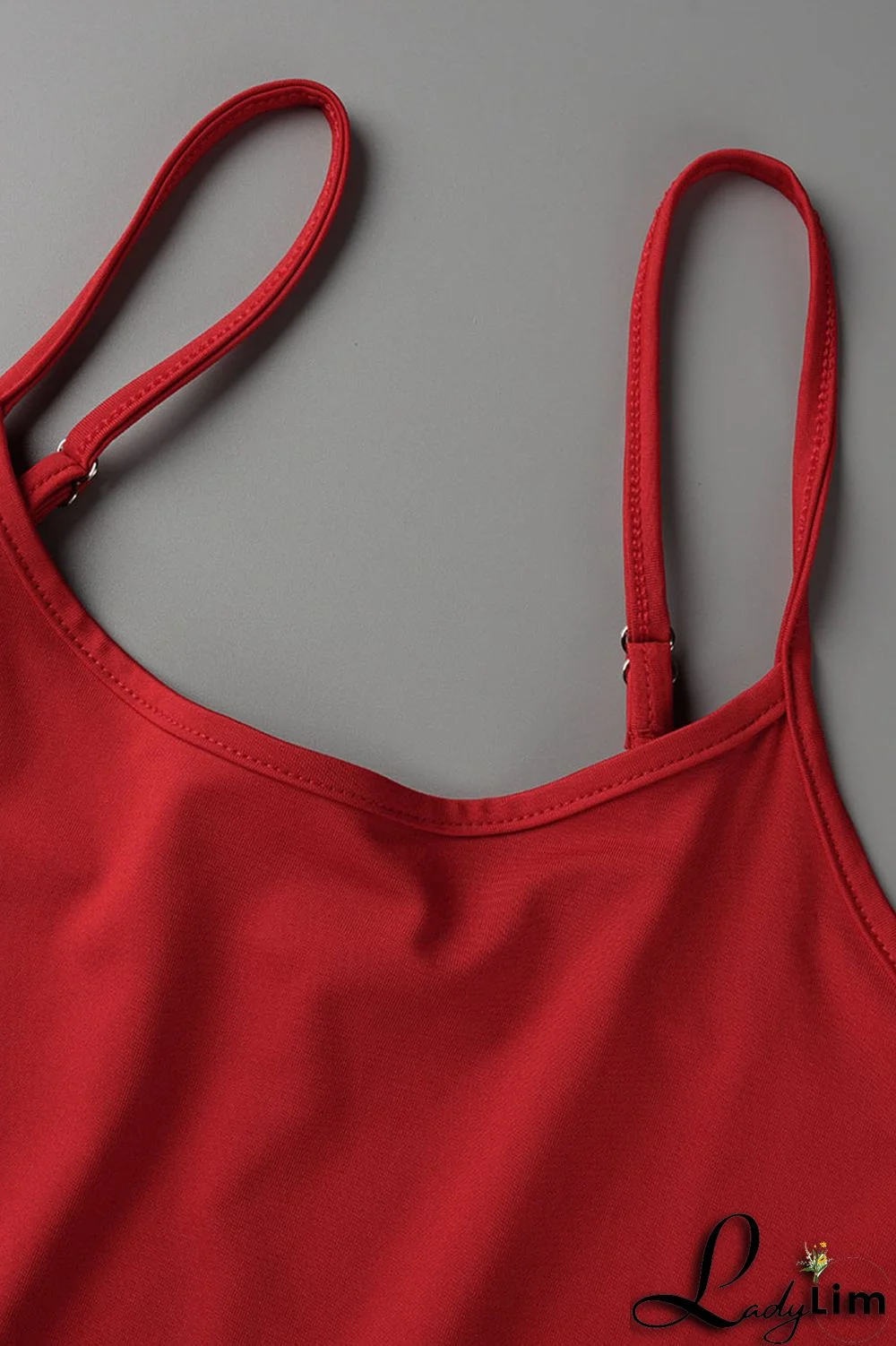 Red Fashion Sexy Solid Backless Spaghetti Strap Sleeveless Dress
