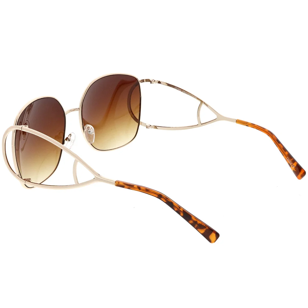 Women's Open Metal Arms Oversize glasses Square Colored Lens 65mm