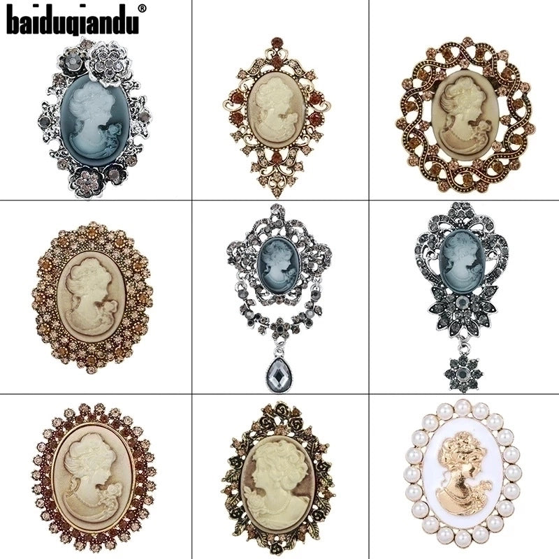 Retro Pin Portrait Alloy Plating Rhinestones Women’S Brooches