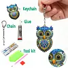 1 porte-cl&eacute;s DIY 3D en diamant hibou bleu fonc&eacute; avec boucle homard, porte-cl&eacute;s double face en diamant avec cha&icirc;ne de ressort, cristal en diamant, mosa&iuml;que de diamants, cadeau unique fait main
