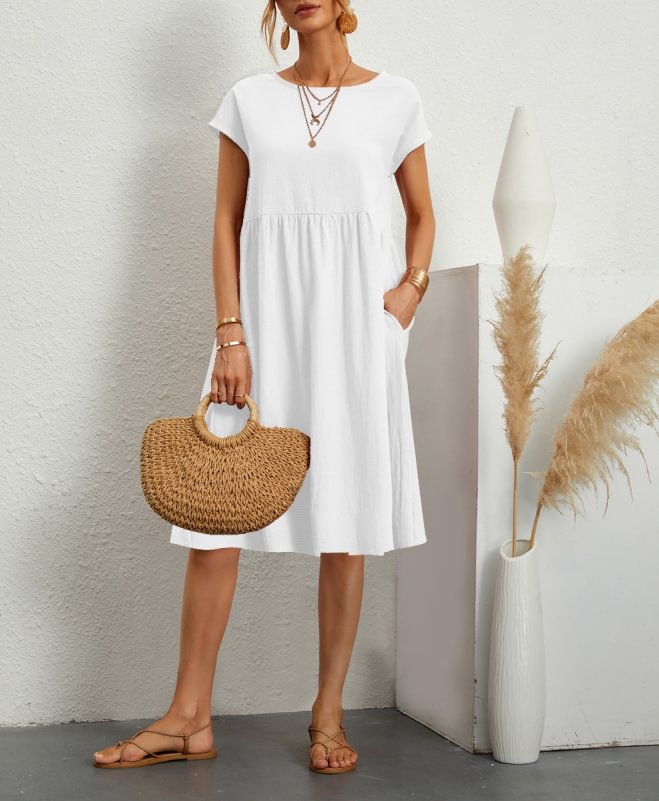 Obscuredusk Women's Pocket Short-Sleeve Shift Dress