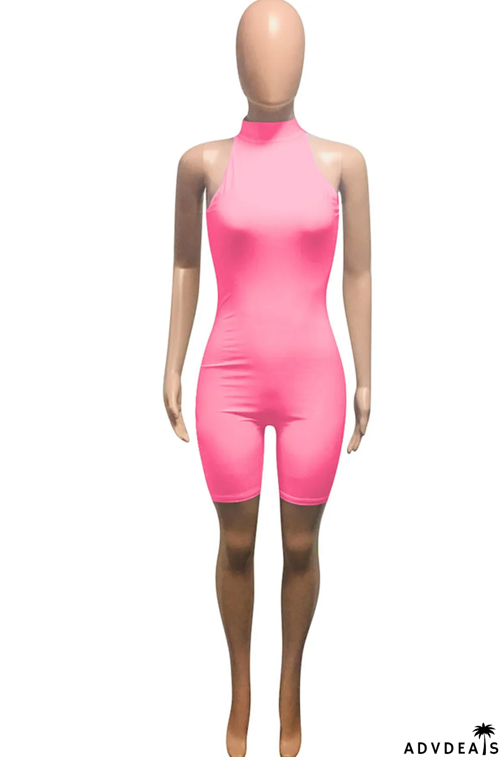 Grey Fashion street Solid Milk. Sleeveless O Neck Jumpsuits