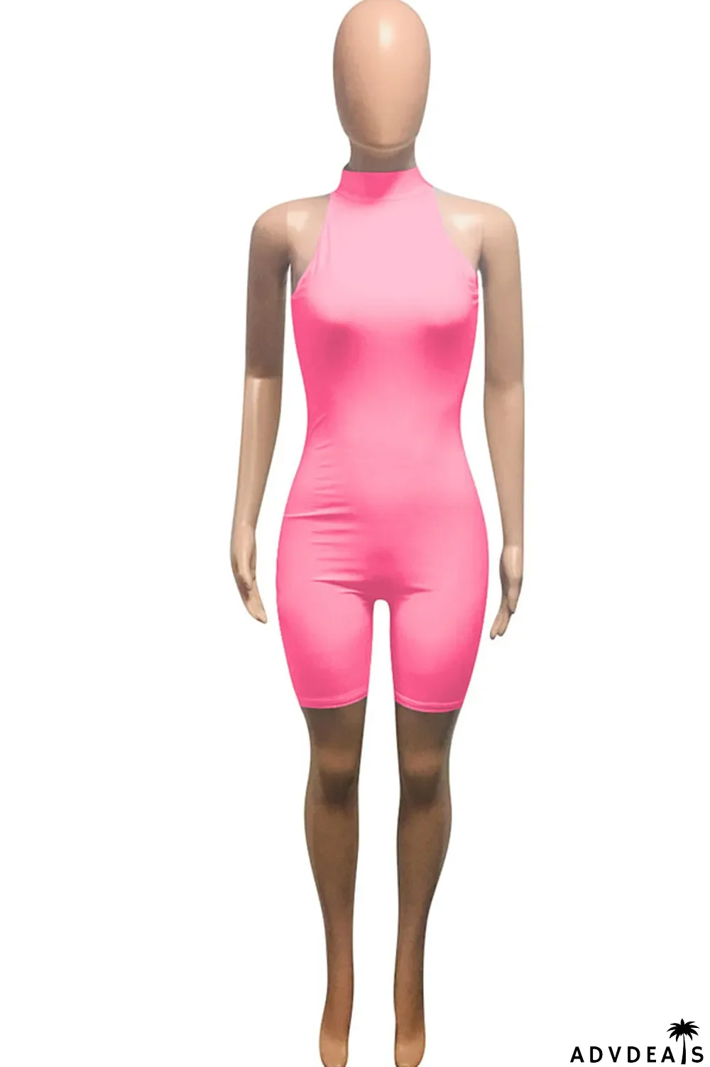 Grey Fashion street Solid Milk. Sleeveless O Neck Jumpsuits