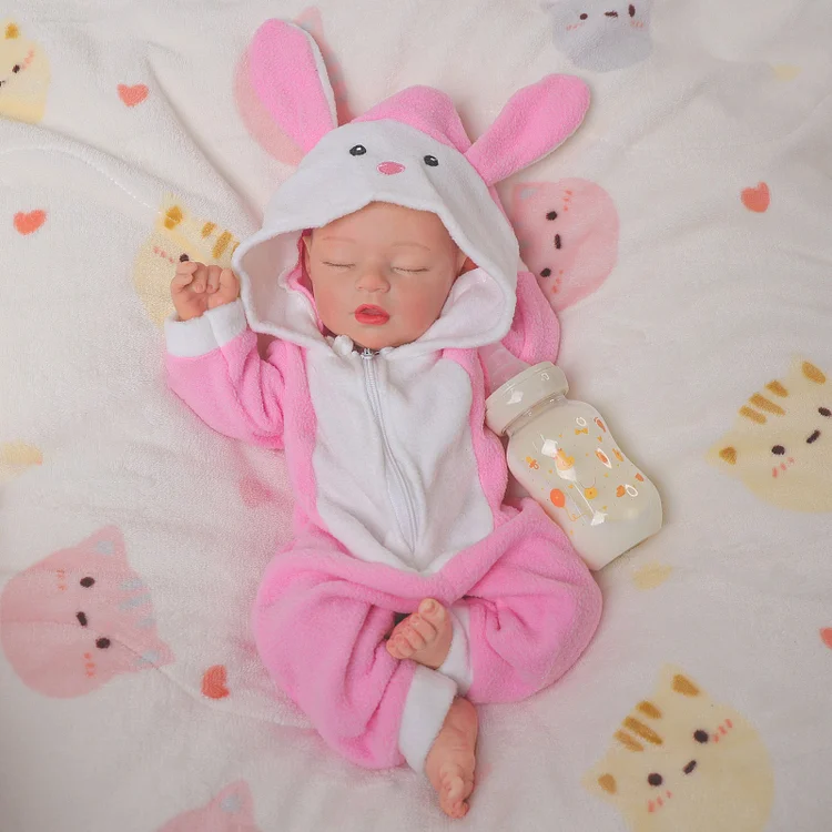 Babeside 16'' Full Silicone Reborn Baby Doll Sleeping Adorable Pink Bunny Girl Kay