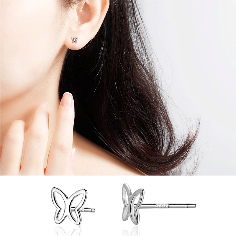 1 Pair 925 Sterling Silver Four Leaf Clover Star Lightning Ear Studs