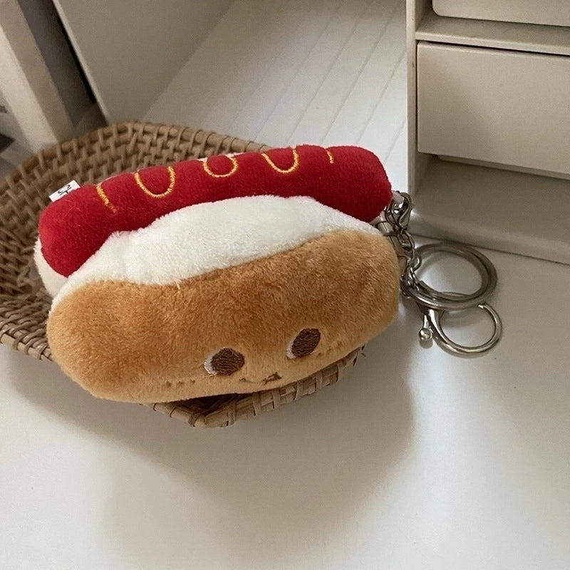 Cute Hamburger French Fries Plush Women’s Bag Pendant Keychain