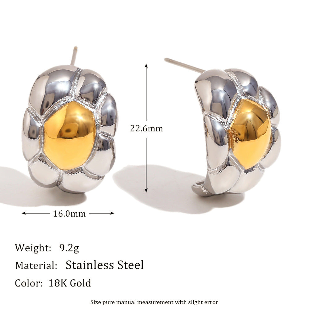 Niche Design Gold Earrings Stainless Steel 18K Gold Plated Two-Tone Mouth Christmas Tree Earrings For Women