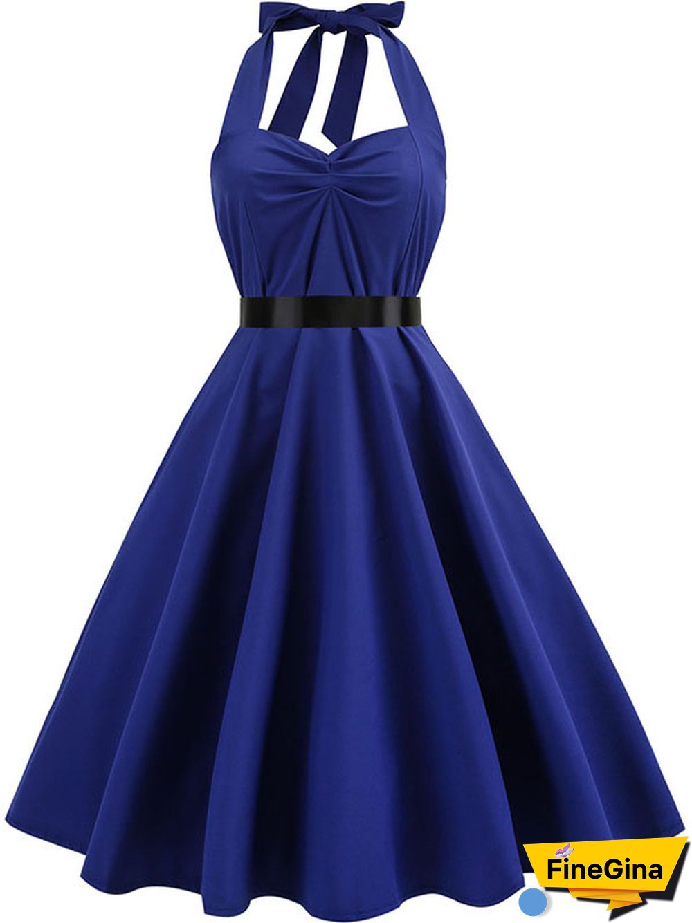 Sexy Halter Party Dress Retro Polka Dot Hepburn Vintage 50s 60s Pin Up Rockabilly Dresses Robe Elegant Midi Dress