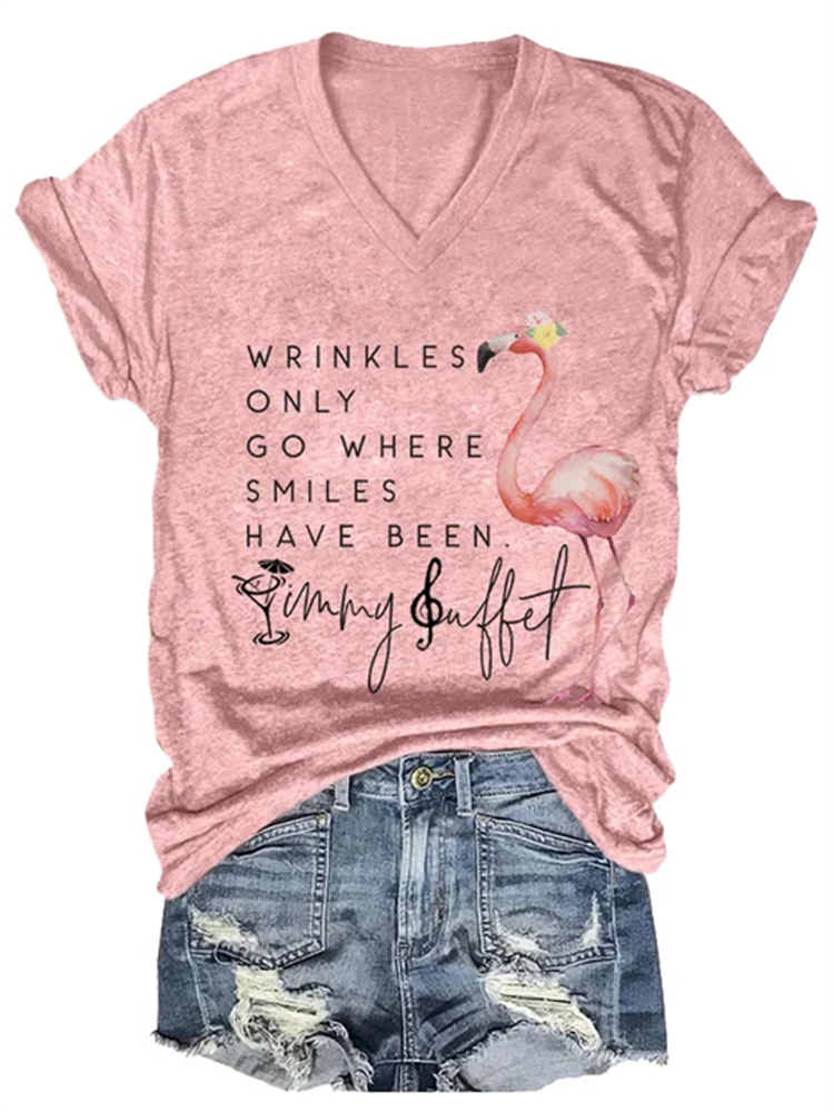 VChics Women's Wrinkles Only Go Where Smiles Have Been Print Casual T-Shirt