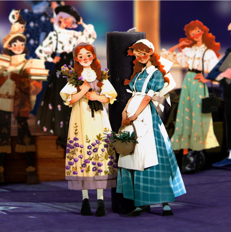 스티커 - 만남의 의미 시리즈 빈티지 캐릭터 조경