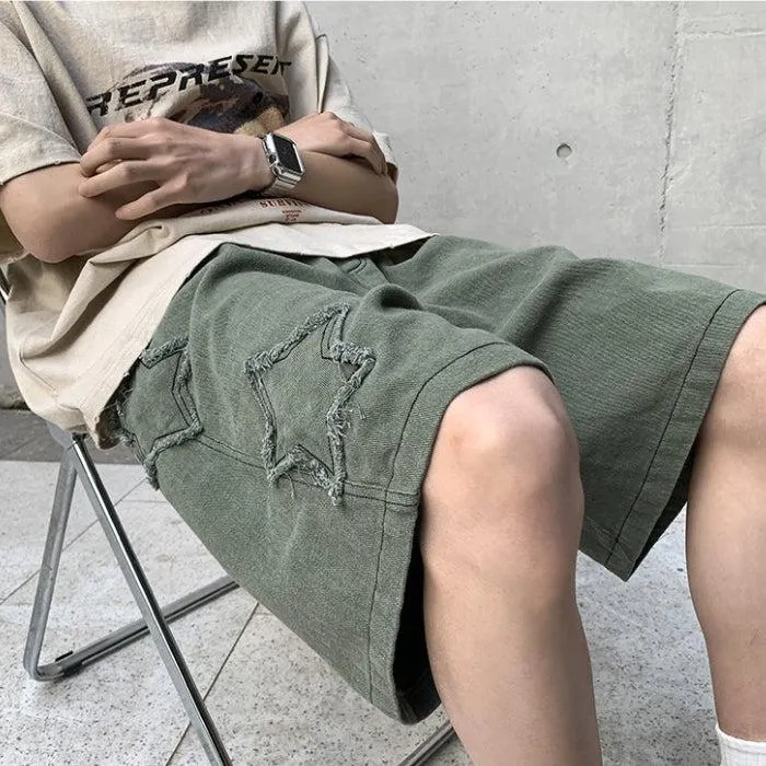 Brownm Star Embroidered Shorts