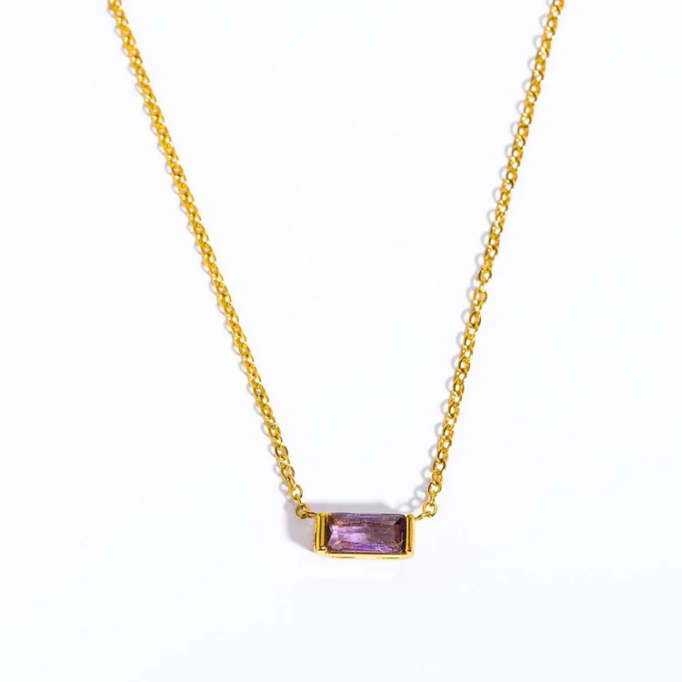Women's Square Crystal Pendant Necklace