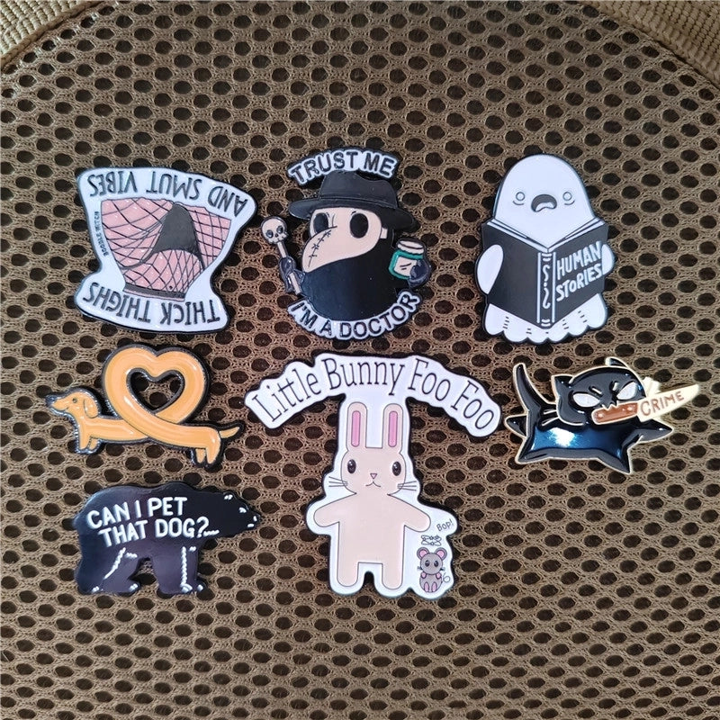 Cartoon Style Cute Pin Animal Letter Alloy Stamping Stoving Varnish Plating Unisex Badge Brooches Collar Pin