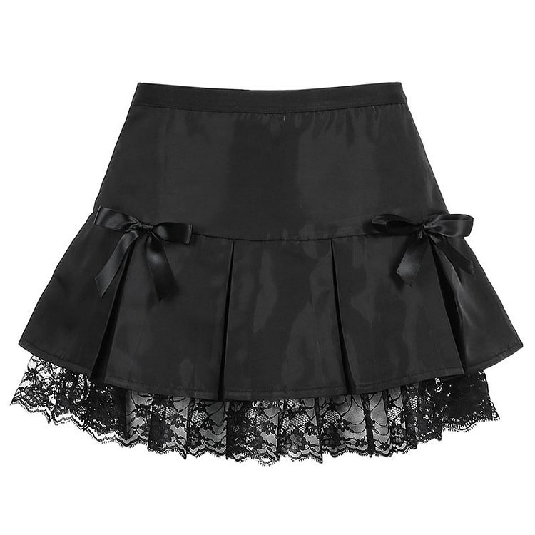 Lace Bowknot Mini Skirt