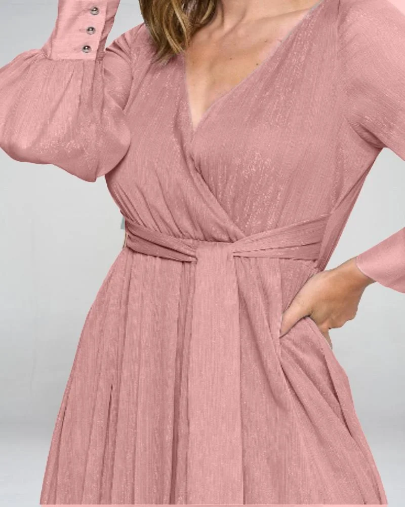 V Neck Elegant Chiffon Dress