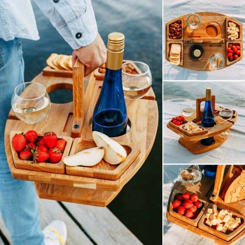 LAST DAY 49% OFF-🍷PORTABLE WOODEN OUTDOOR PICNIC WINE TABLE🍷