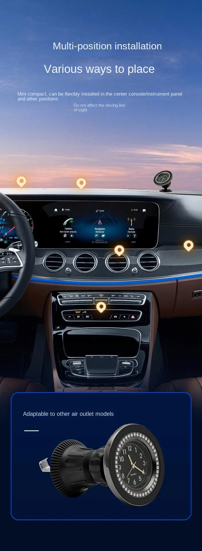 Car quartz watch magnetic navigation bracket