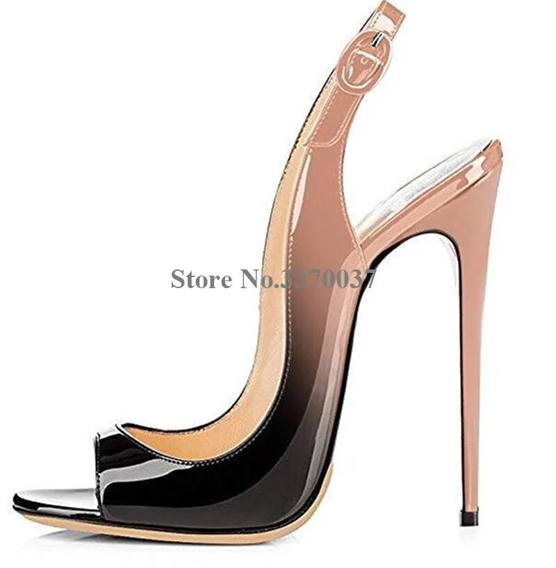 VCSHOES Peep Toe Patent Leather Stiletto Heel Sandals Rose Red Yellow 12cm Cut-out High Heels Formal Dress Shoes