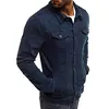 Giacca in denim casual da uomo con risvolto abbottonato