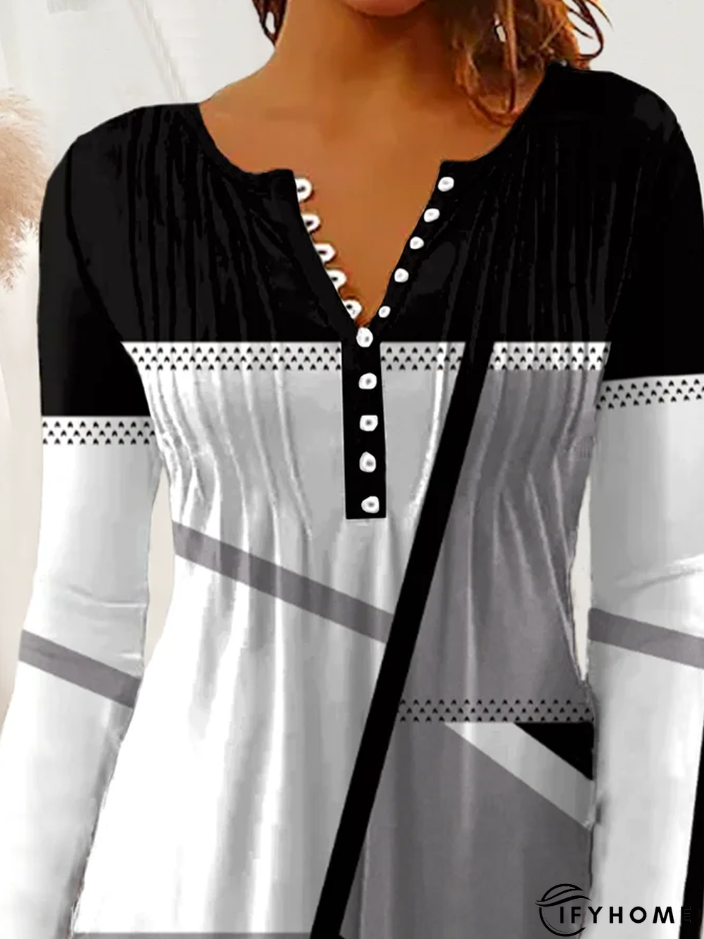 Geometric Printed Casual Top | IFYHOME