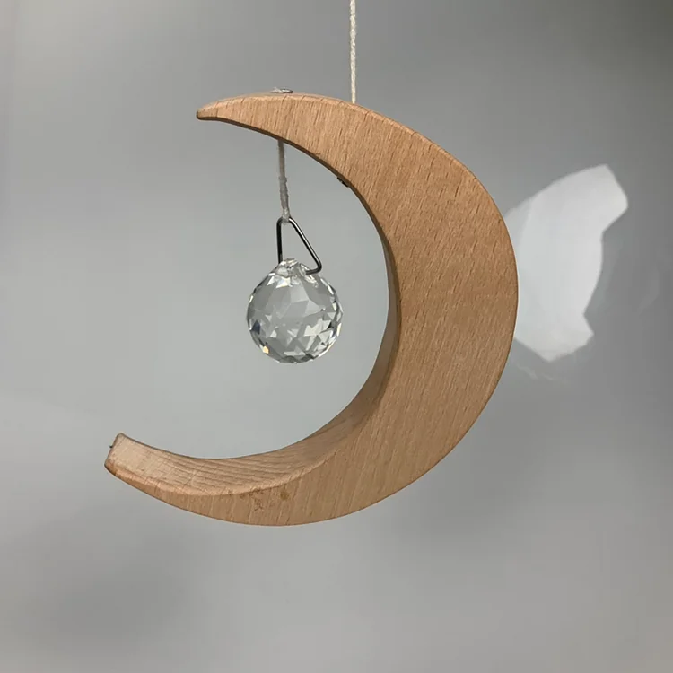 Crystal Ornaments - Moon Shape with Prism Ball Pendant for Home / Garden