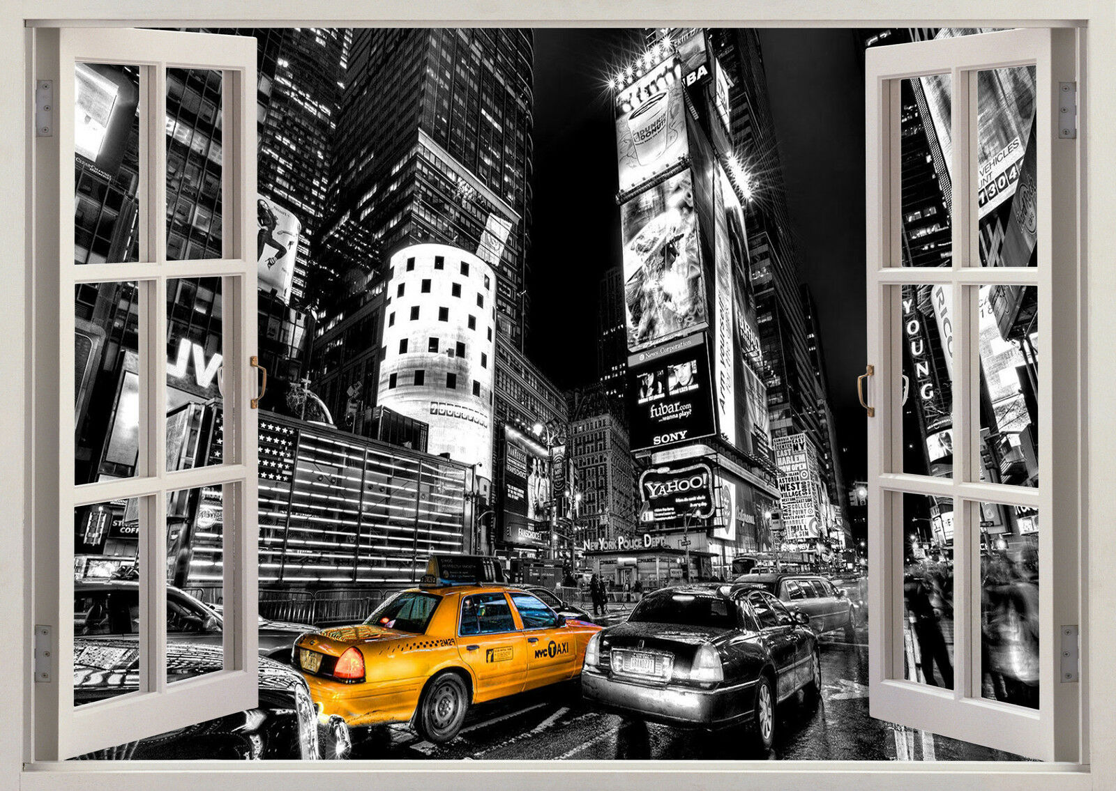 Tower New York Taxi Window Art Film Print Silk Poster Home Wall Decor 24x36inch