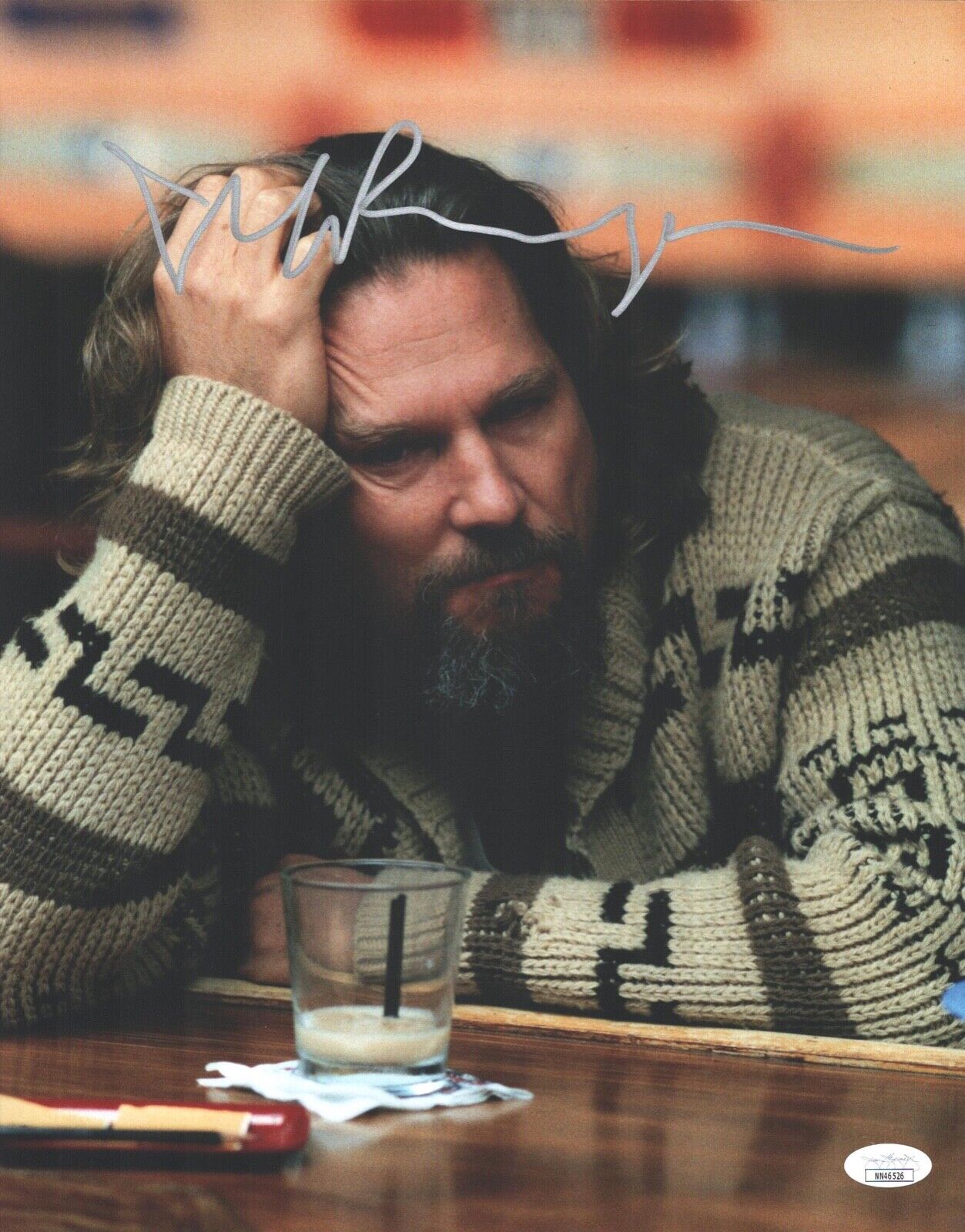 JEFF BRIDGES Signed 11x14 BIG LEBOWSKI THE DUDE Photo Poster painting Autograph JSA COA