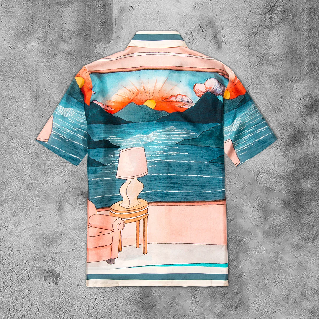 Personalized retro art print short-sleeved shirt