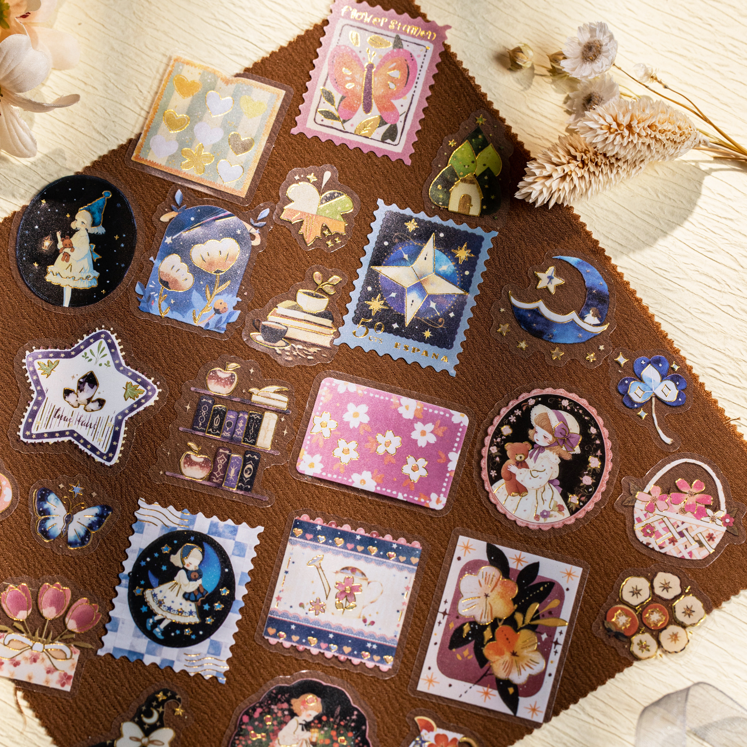 PET 스티커 - 판타지 다이어리 시리즈 빈티지 드림 플라워 캐릭터