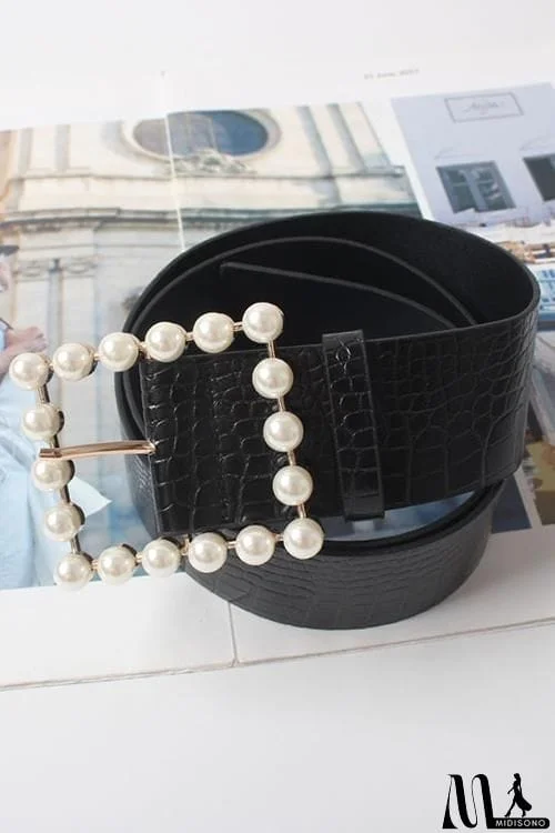 MidiSono - Pearl Wide Leather Belt