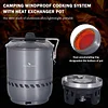  2-3 Person Camping Windproof Cooking System with Heat Exchanger Pot for Backpacking Hiking BVS01