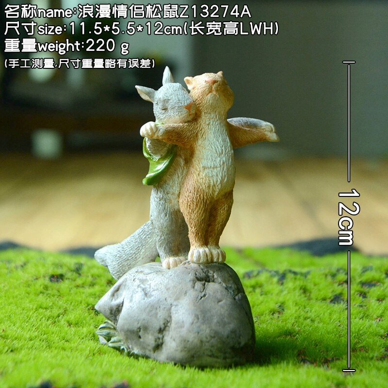 Lovely Squirrel Couples Model Cartoon Animal Figurine Home Decor Miniature Fairy Garden Statue Decoration