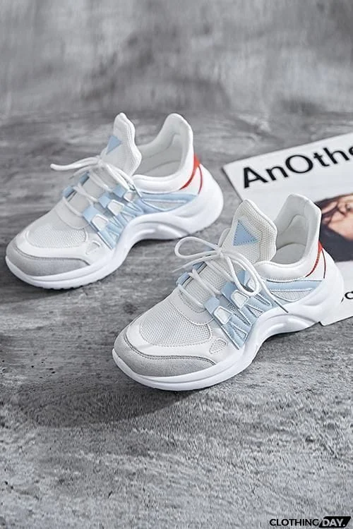 Chunky Mesh Two Tone Lace Up Sneakers