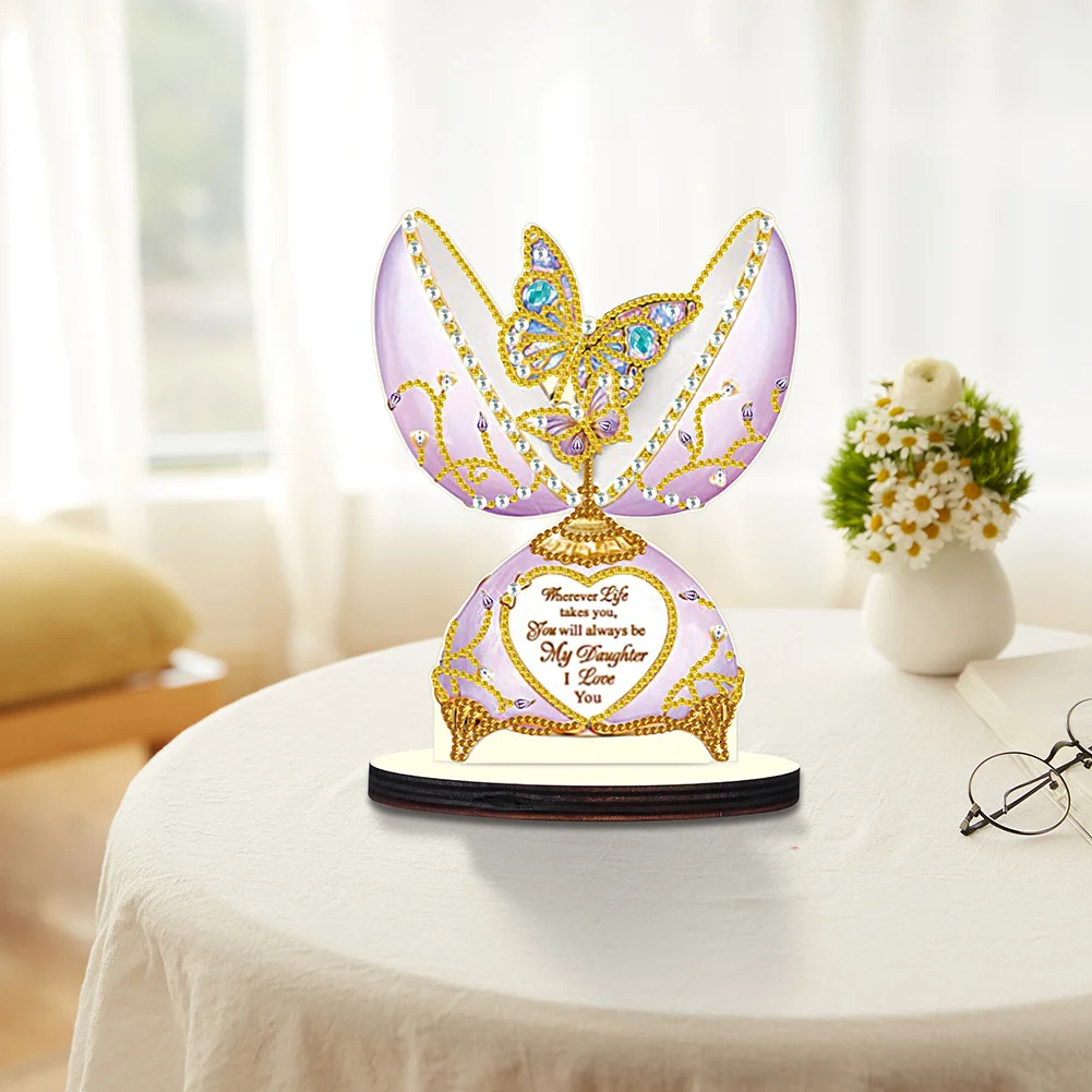 DIY Eggbreaker Butterfly Single Side Diamond Painting Wooden Crystal Painting Desktop Kit for Home Office Desktop Decor