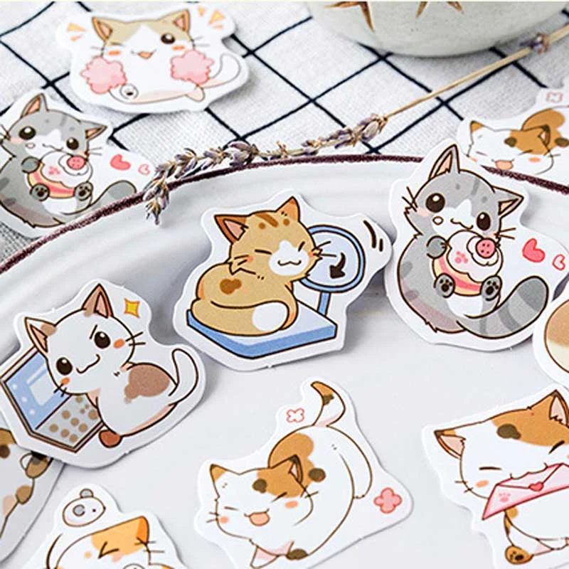 45 Pcs/box My Cat Decorative Stickers Adhesive Scrapbooking Sticker DIY Decoration Diary Korea Stationery Stickers Children Gift