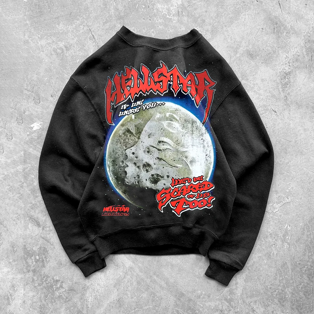 Hellstar Full Moon Hip Hop Crewneck Sweatshirt