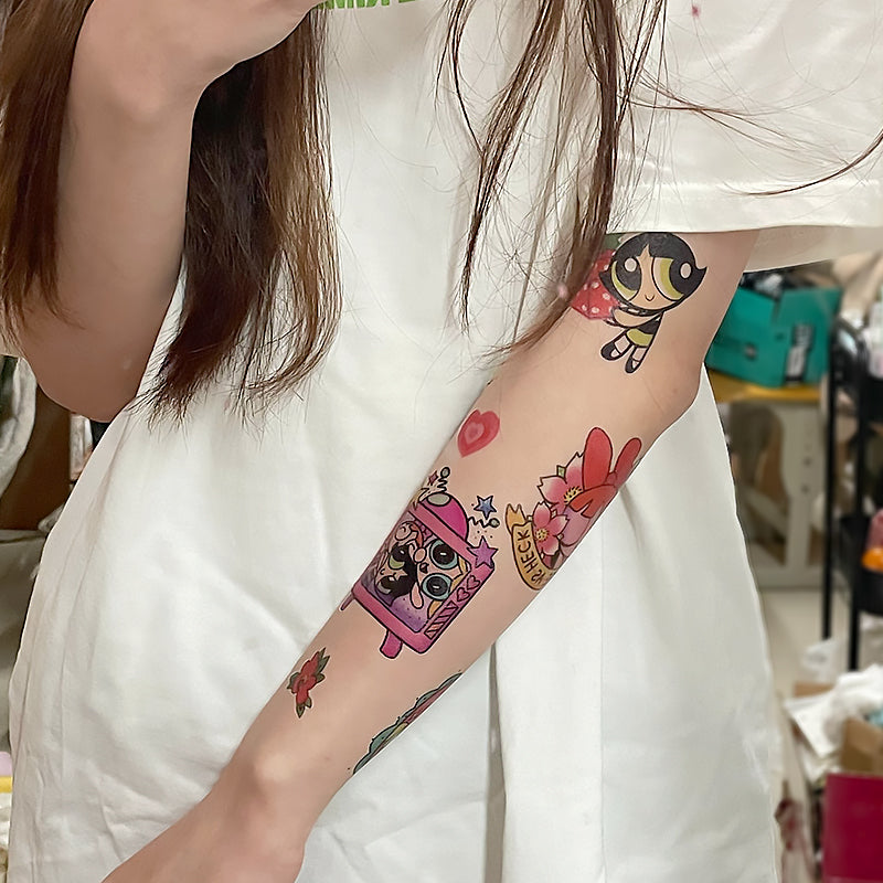 Color Cartoon Girl Waterproof Tattoo Stickers