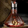 Wine Decanter Set, Red Wine Carafe with Built-in-Aerator, Wine Aerator, Wine Gifts for Christmas, Stainless Steel Pourer Lid, Filter, 100% Hand Blown Lead-free Crystal Glass