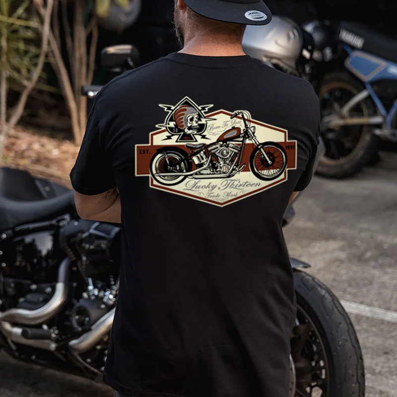 Helmet Skull With Motorcycle Print Men's T-shirt