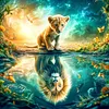 Lion Cub Green Reflection-11CT Stamped Cross Stitch 40*40cm/15.75*15.75in