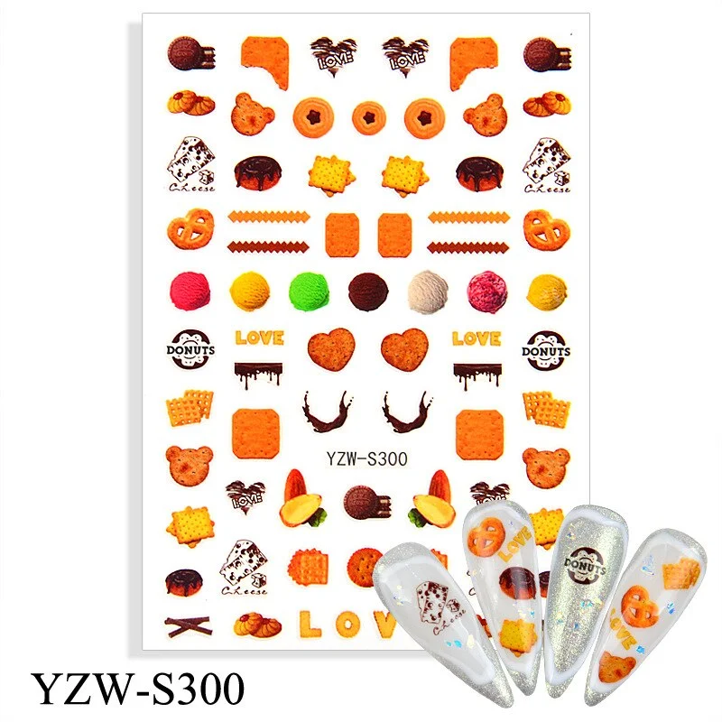 Churchf 1pcs Autumn Winter Nail Sticker Robin Snow Flower New Year Halloween Christmas 3D Decals Nail Art Design Decor Accessories-Nail Inspo