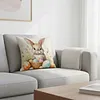 Set of 4 Easter Throw Pillow Covers 17.72x17.72in Bunny Square Pillowcase Cushion Case for Home Sofa Living Room Couch Bedroom Decor